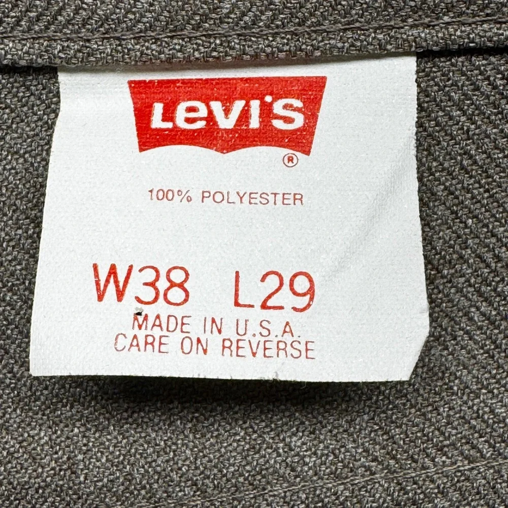 Vintage Levis 517 Sta-Prest Action Slacks Mens 38x29 Tan Polyester Made in USA
